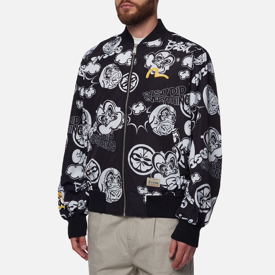 Evisu Мужская куртка бомбер Heritage Graffiti Daruma All Over Print