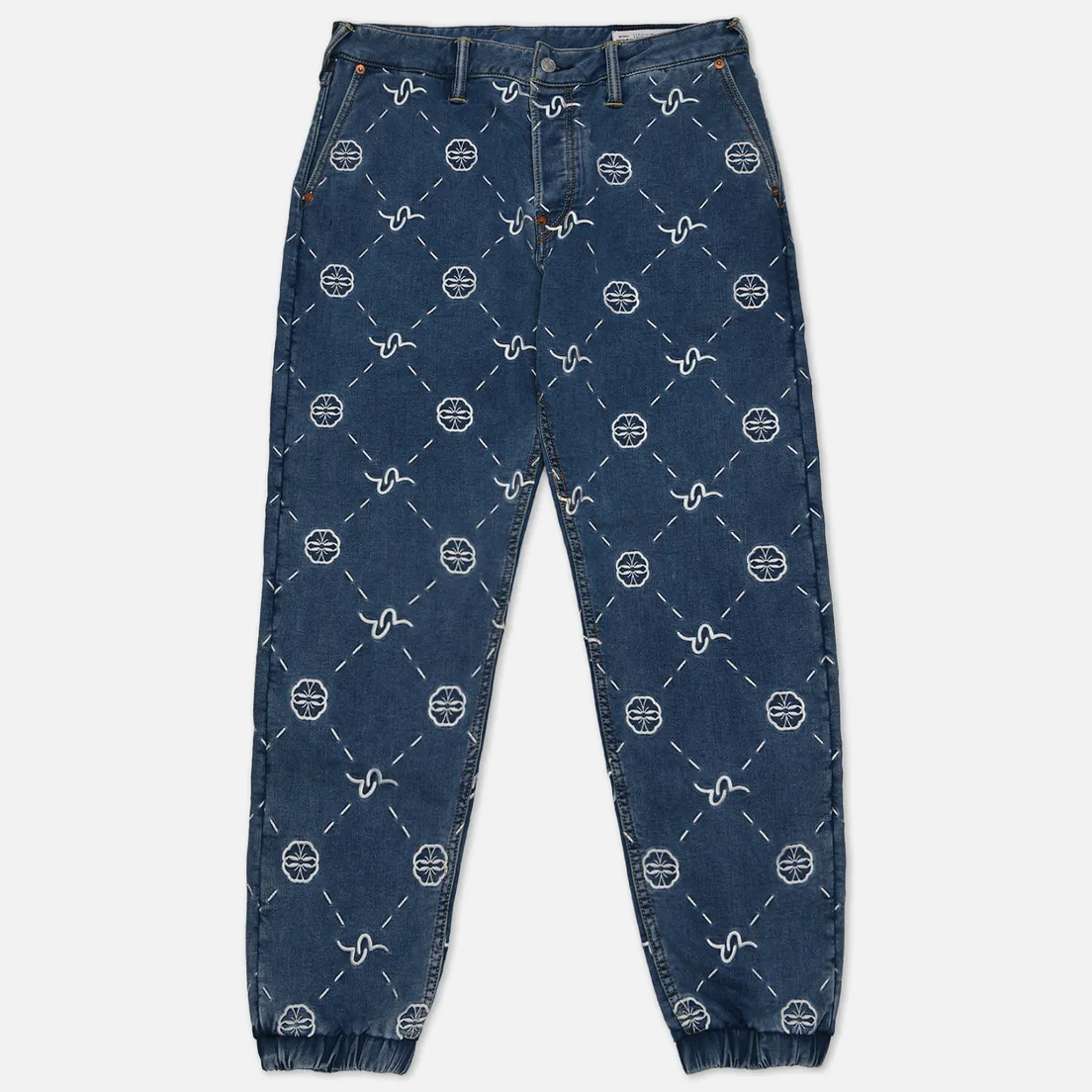 Evisu Мужские джинсы Heritage Monogram All Over Embroidered Denim Jogger