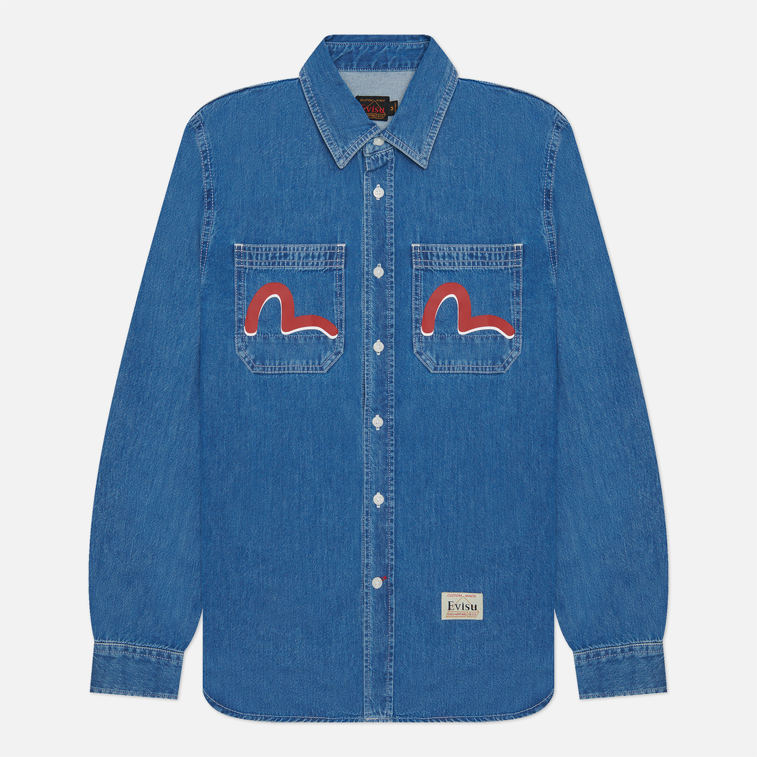 Evisu Мужская рубашка Heritage Graffiti Daruma Daicock Printed Denim