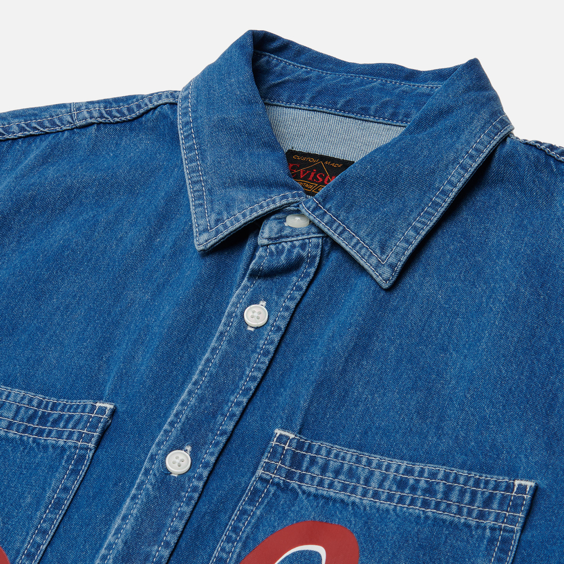 Evisu Мужская рубашка Heritage Graffiti Daruma Daicock Printed Denim
