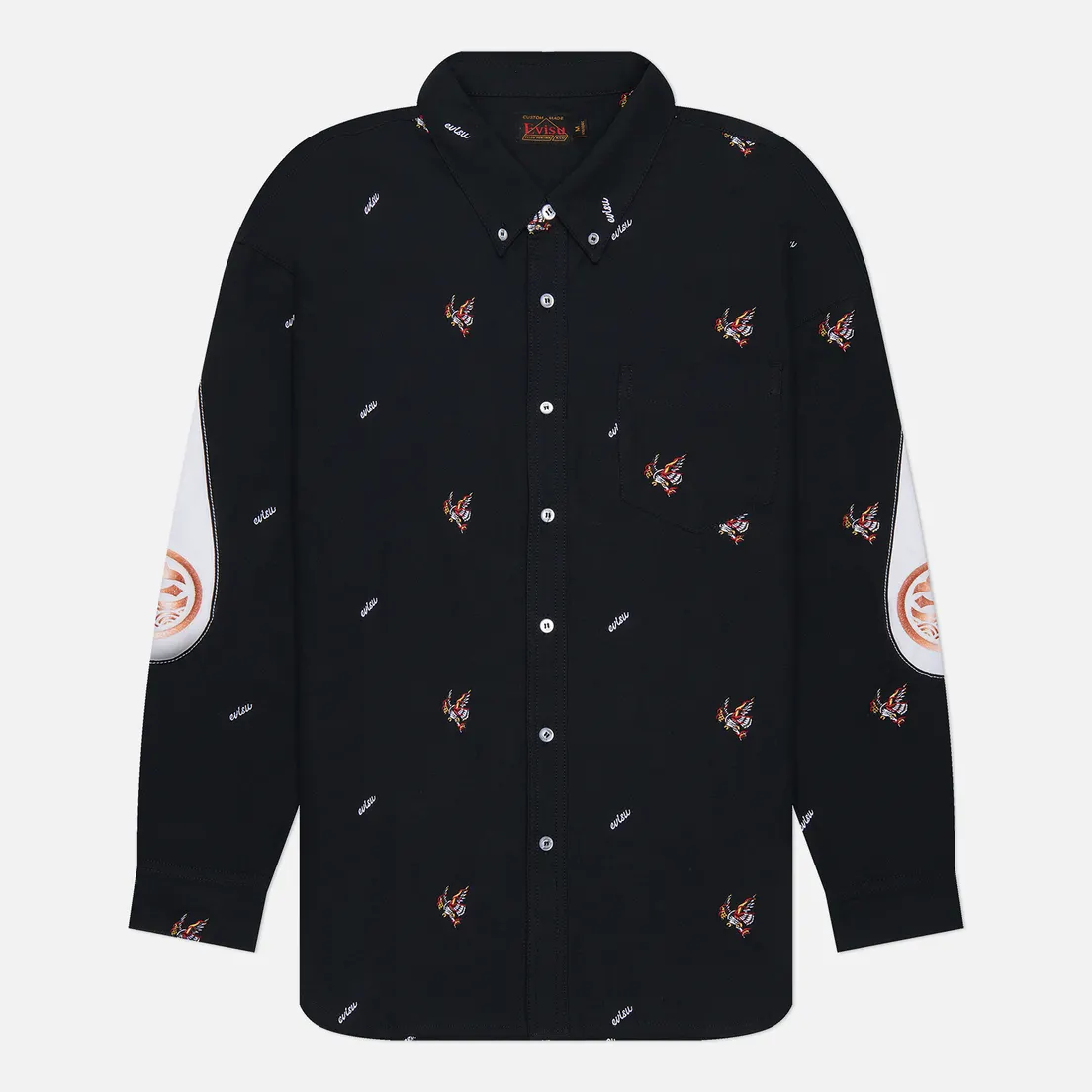 Evisu Мужская рубашка Evisu & Eagle All Over Print Embroidered Daicock