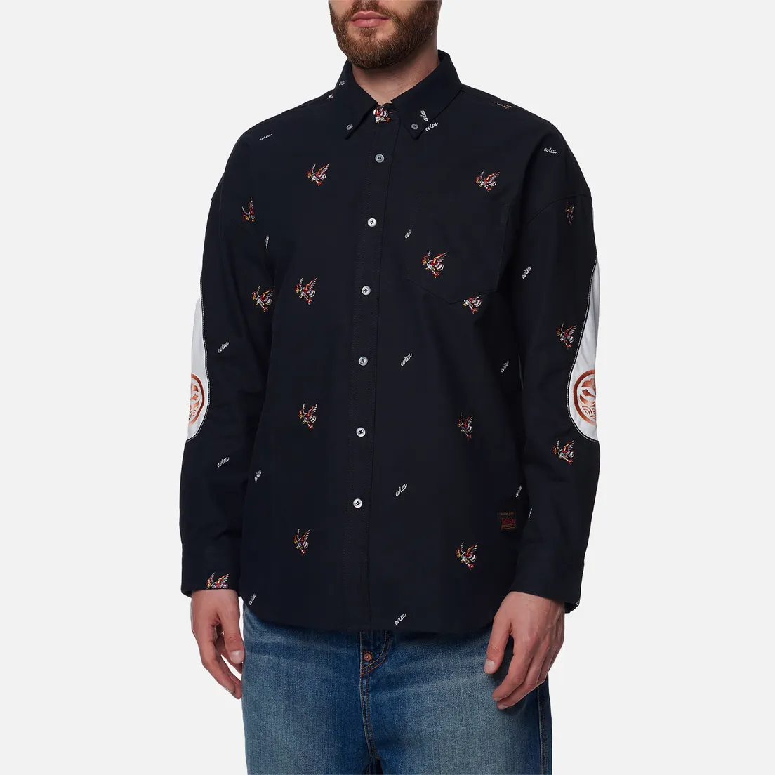Evisu Мужская рубашка Evisu & Eagle All Over Print Embroidered Daicock