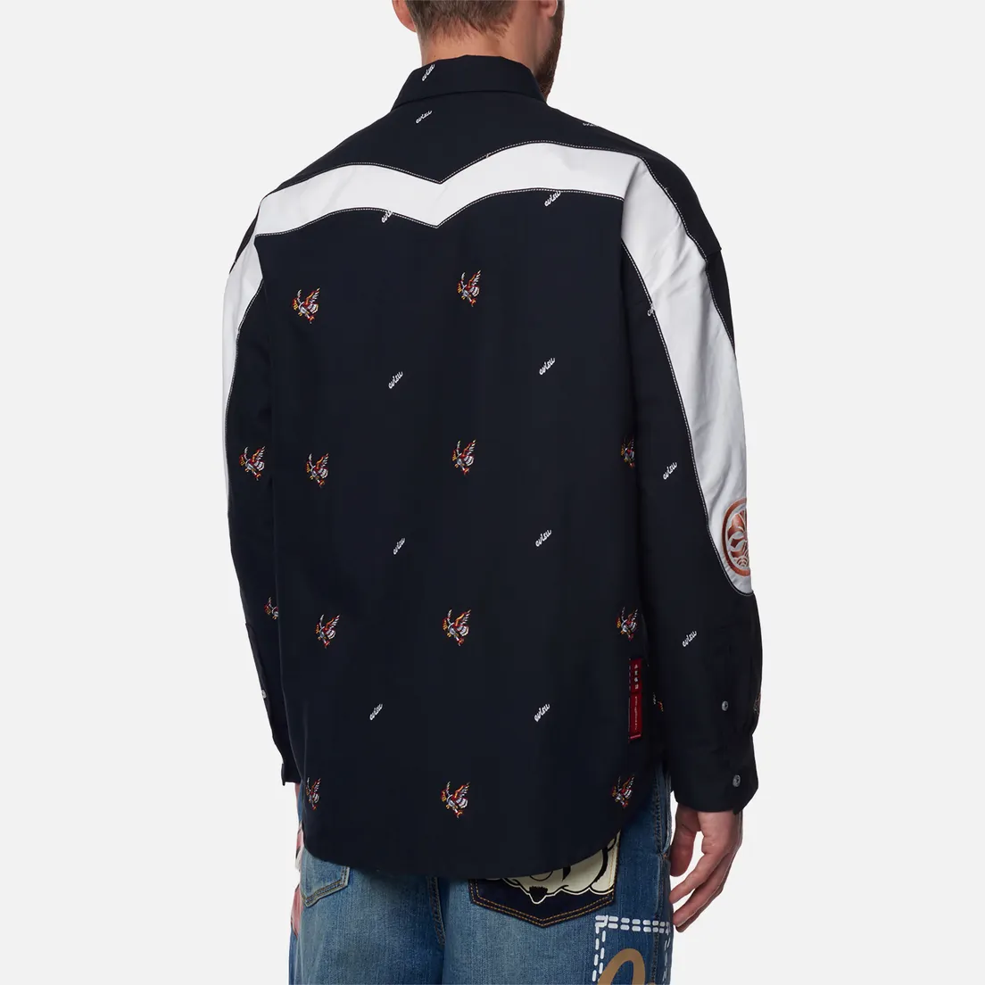 Evisu Мужская рубашка Evisu & Eagle All Over Print Embroidered Daicock