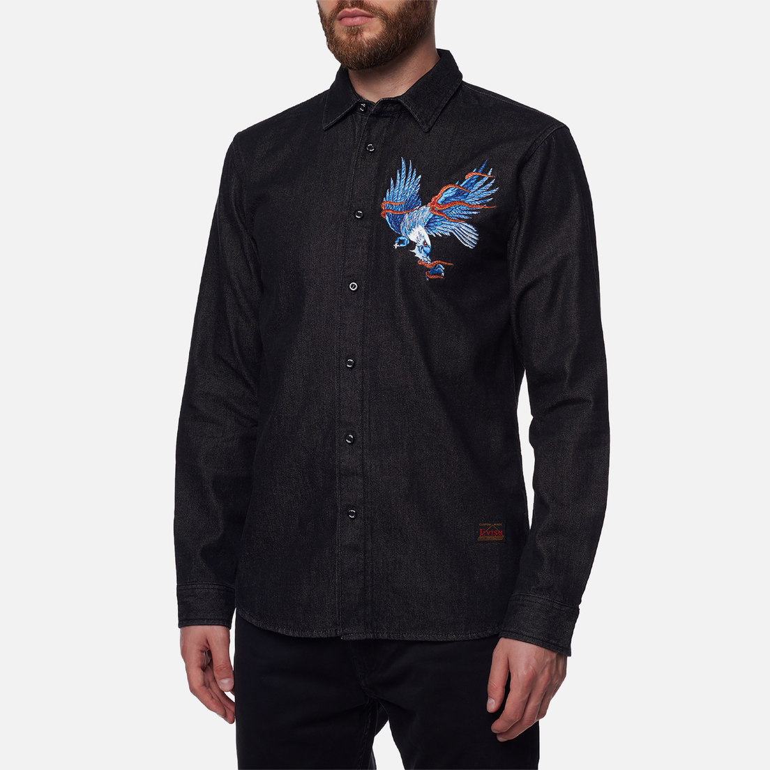 Evisu Мужская рубашка Eagle & Seagull Embroidered Denim