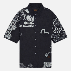 Evisu Мужская рубашка Seagull Embroidered Kamon Decorative Print
