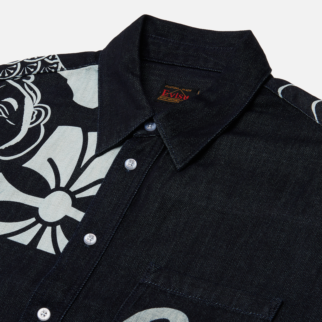 Evisu Мужская рубашка Seagull Embroidered Kamon Decorative Print