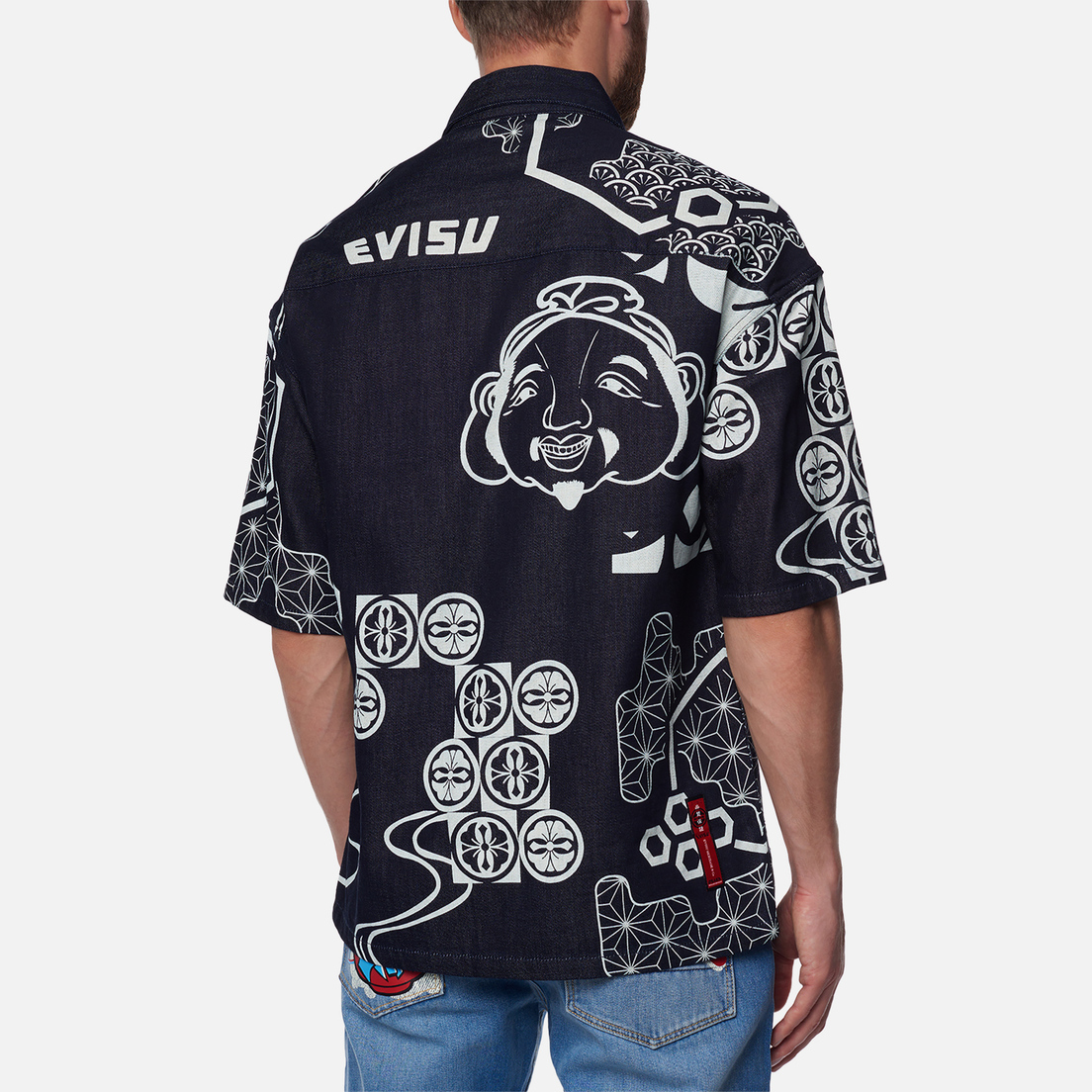 Evisu Мужская рубашка Seagull Embroidered Kamon Decorative Print