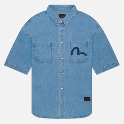 Evisu Мужская рубашка Tone On Tone Seagull & Eagle Embroidered Denim
