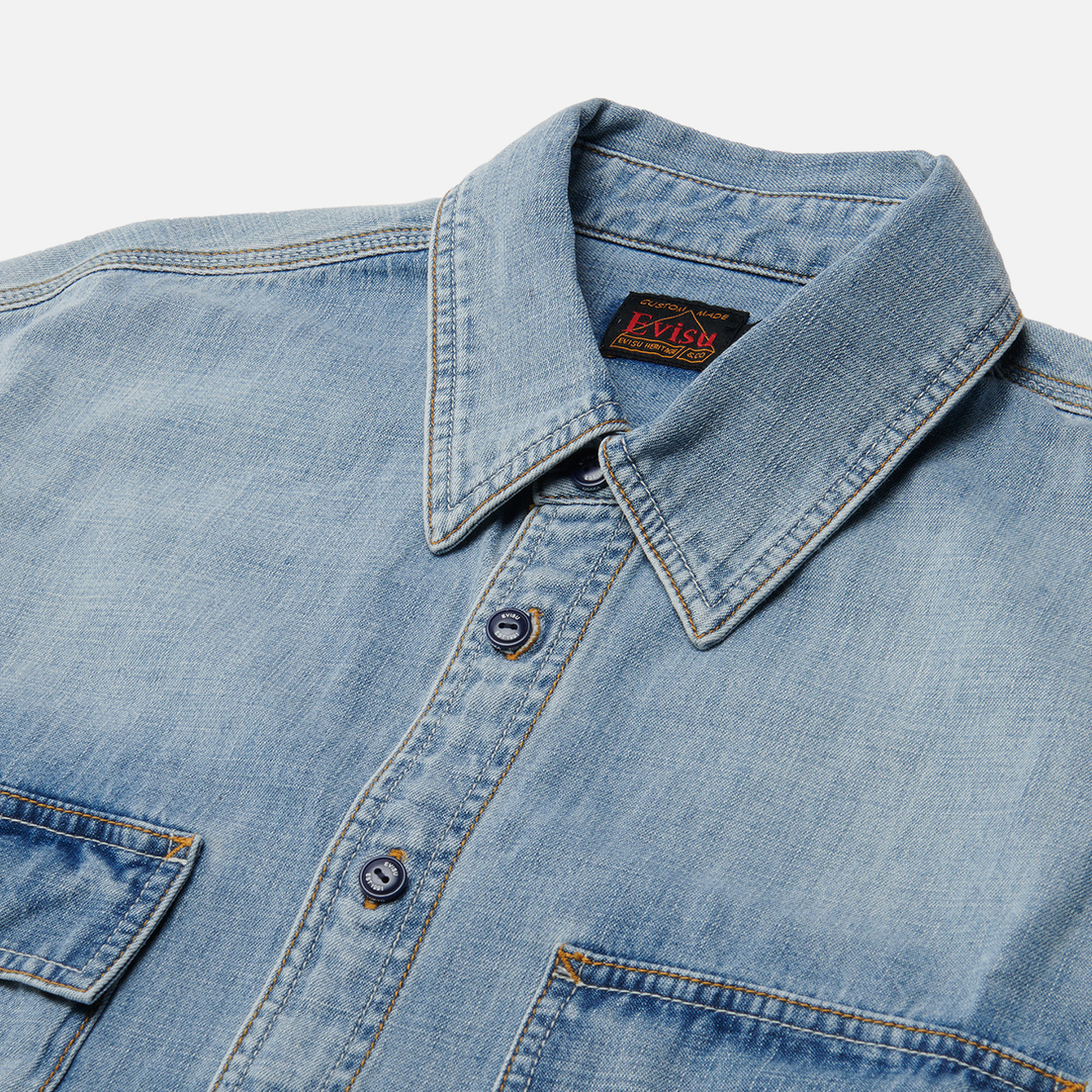 Evisu Мужская рубашка Collage Baby Godhead Print & Embroidered Denim