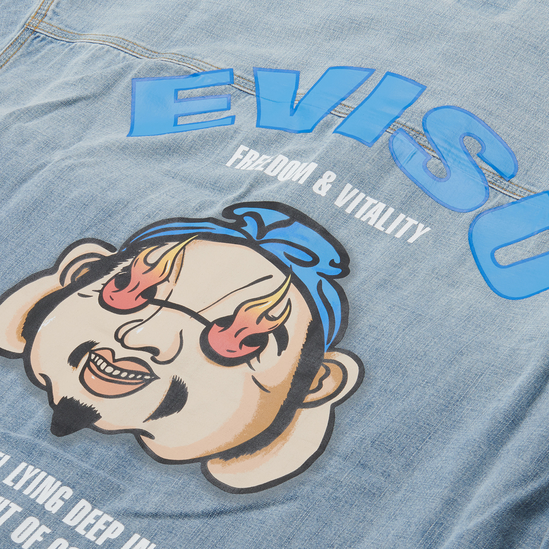 Evisu Мужская рубашка Collage Baby Godhead Print & Embroidered Denim