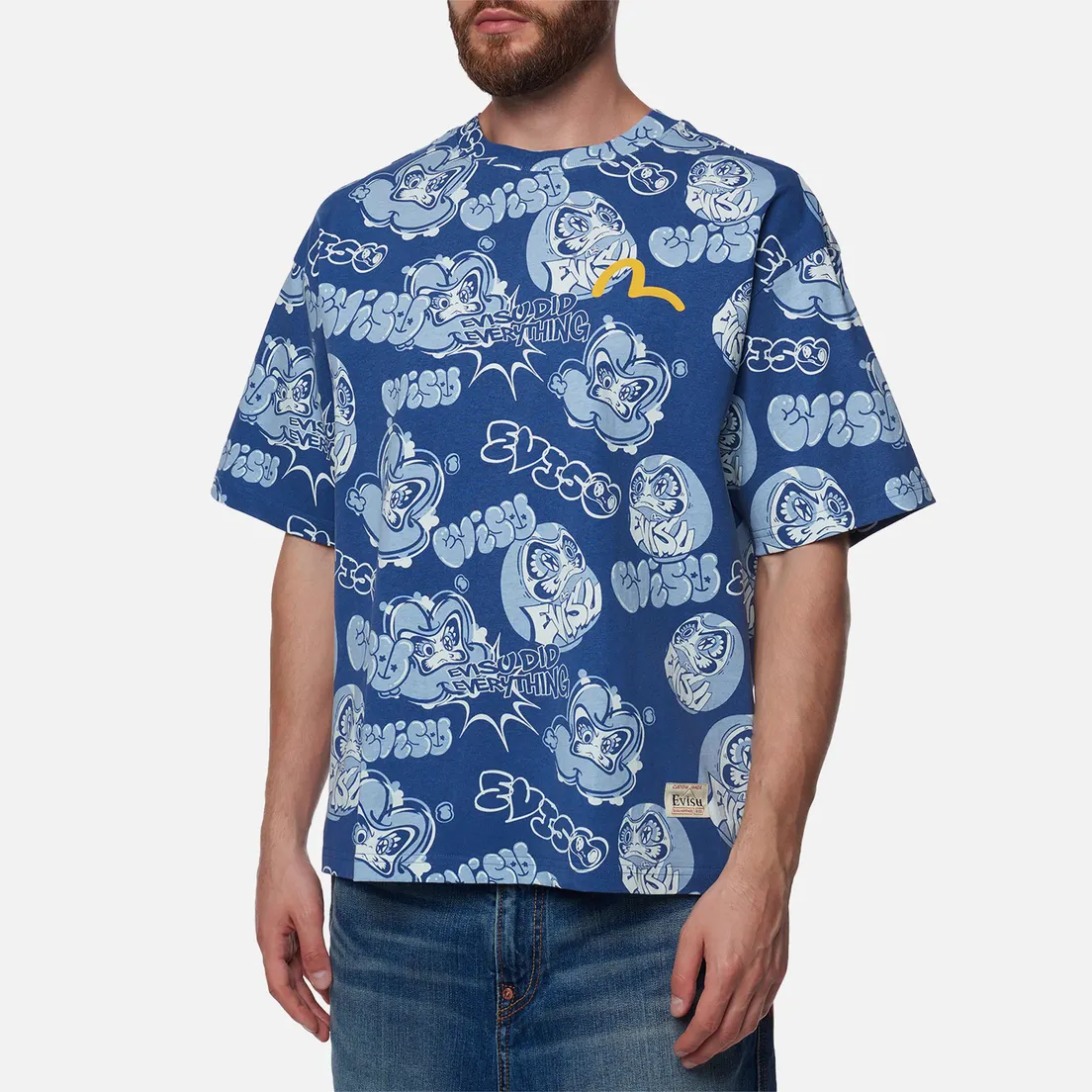 Evisu Мужская футболка Heritage Graffiti Daruma All Over Print