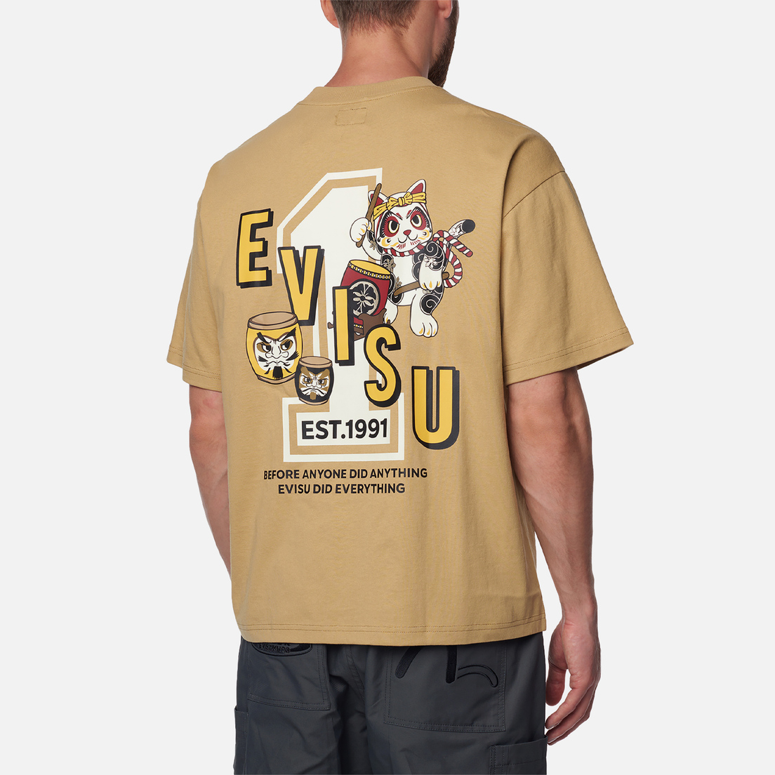 Evisu Мужская футболка Heritage No.1 Daruma & Fortune-Cat Printed