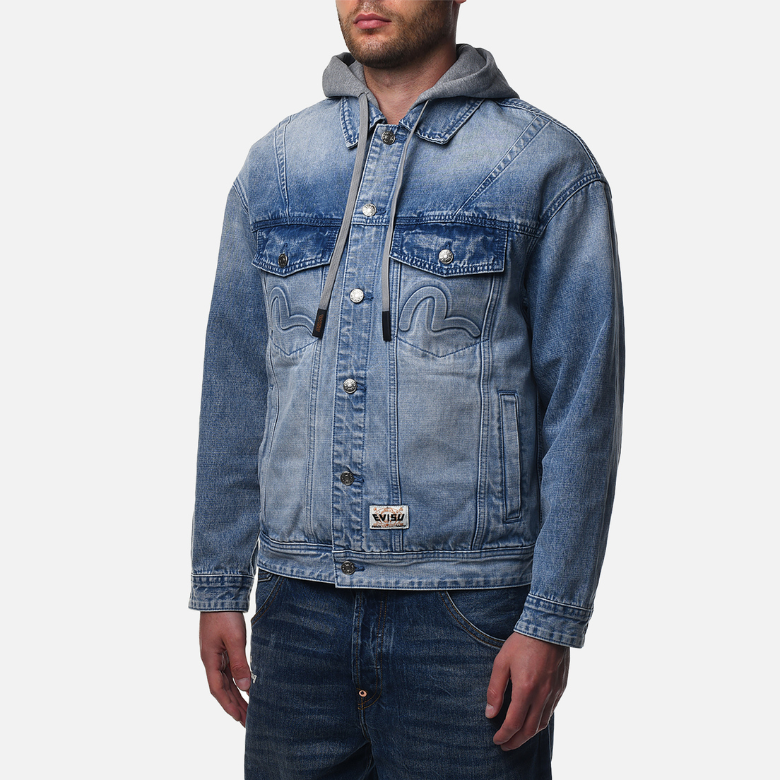 Evisu Мужская джинсовая куртка Seagull & Evisu Embossed Denim