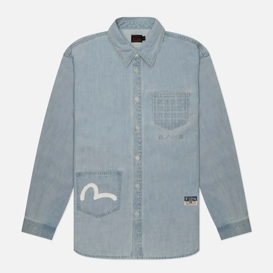 Evisu Мужская рубашка Seagull Print & Embroidered Denim