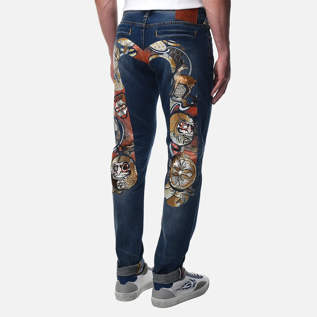 Evisu Мужские джинсы Hanafuda Daruma Daicock Embroidered
