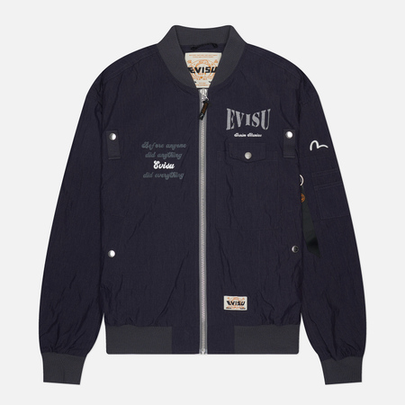 Мужская куртка бомбер Evisu Kamon Print & Embroidery, цвет синий, размер XXL