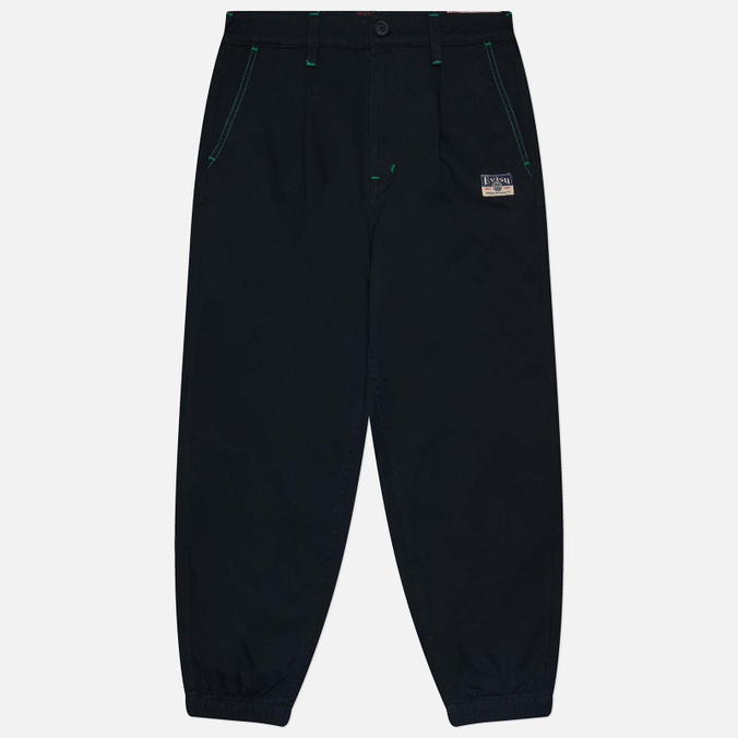 Мужские брюки Evisu Contrast Stitching Logo Printed Joggers, цвет чёрный