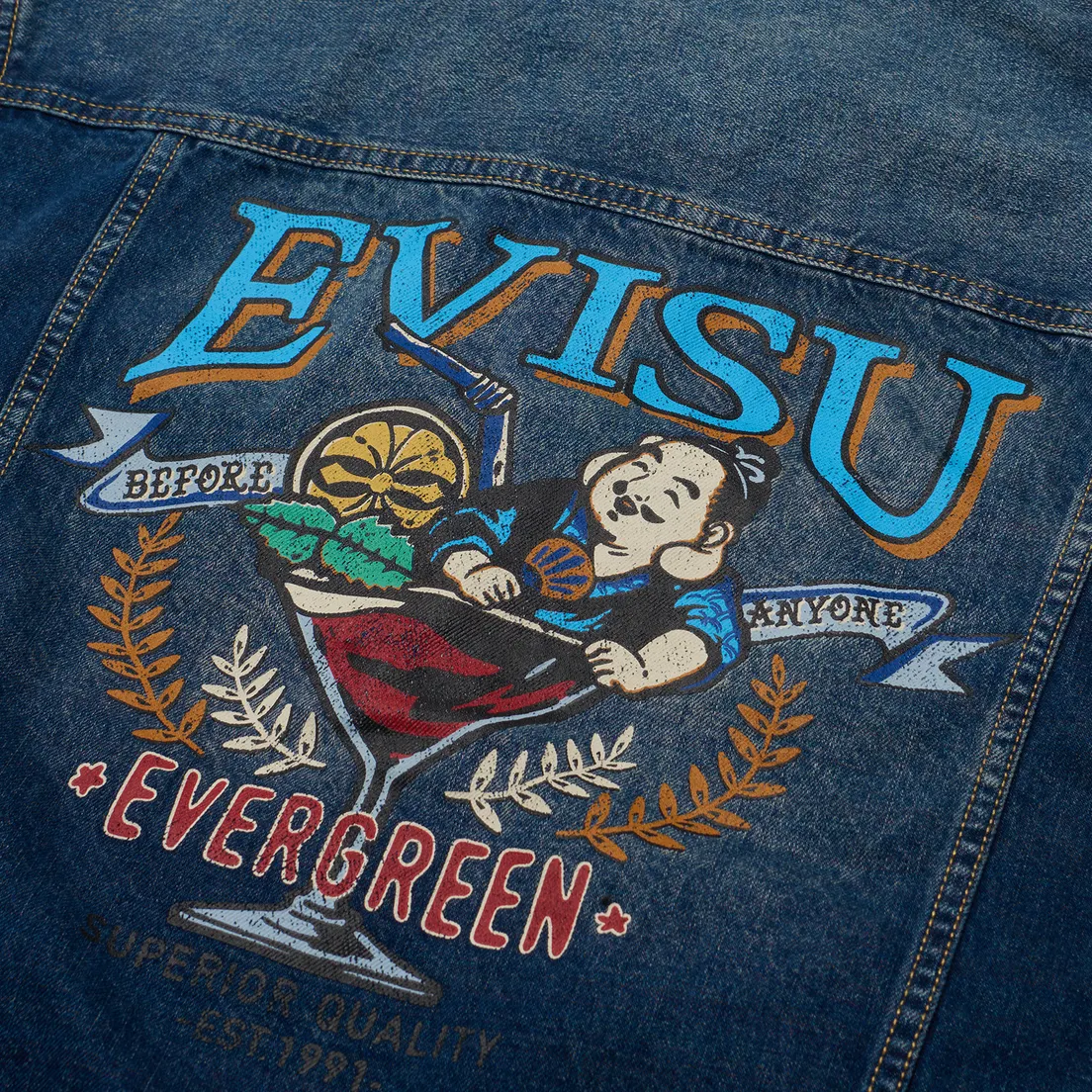 Evisu Мужская джинсовая куртка Godhead Printed