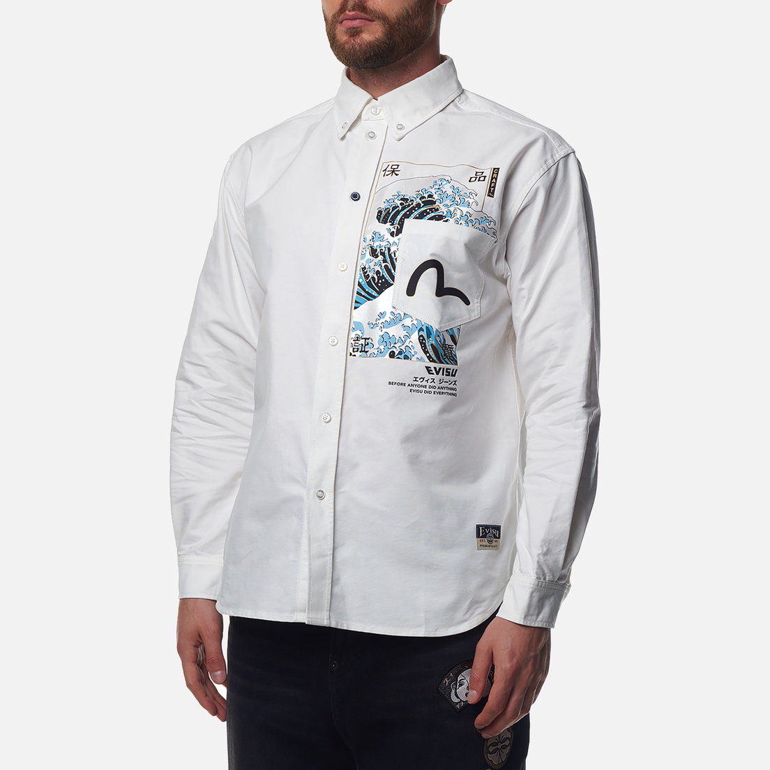 Evisu Мужская рубашка Seagull Wave Print