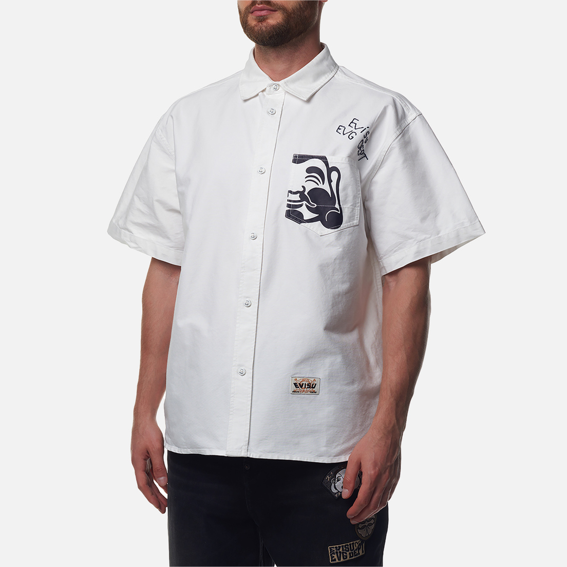 Evisu Мужская рубашка Hand Stitching Seagull Applique