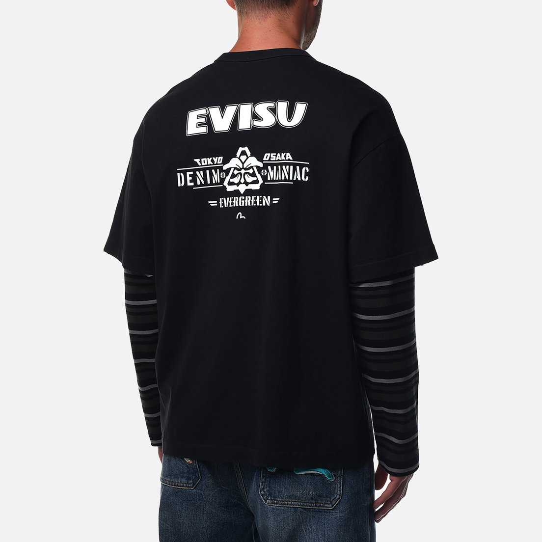 Evisu Мужской лонгслив Kamon & Evisu Print Double Sleeves