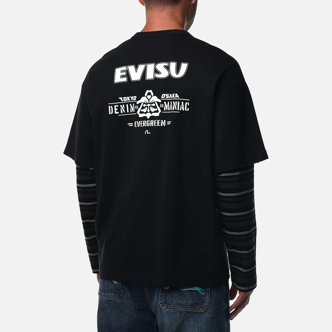 Evisu Мужской лонгслив Kamon & Evisu Print Double Sleeves