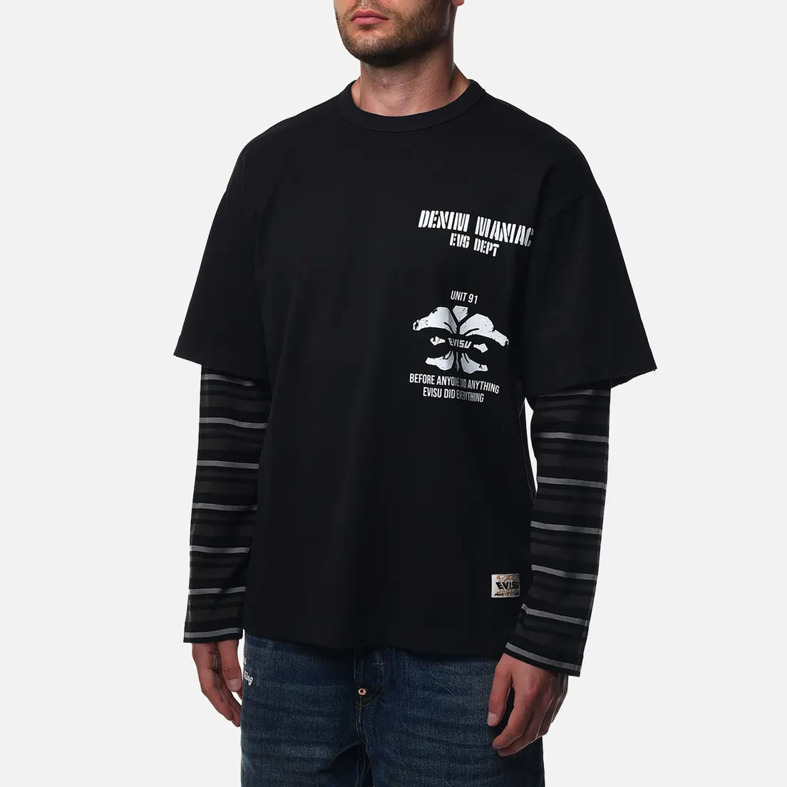Evisu Мужской лонгслив Kamon & Evisu Print Double Sleeves