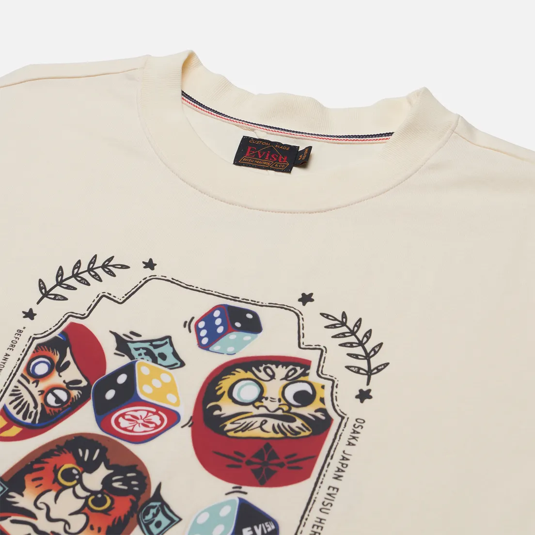 Evisu Мужская футболка Four Suits Daruma & Dice Roll Printed