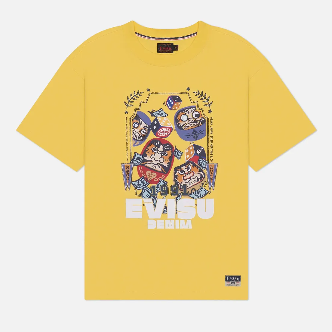 Evisu Мужская футболка Four Suits Daruma & Dice Roll Printed