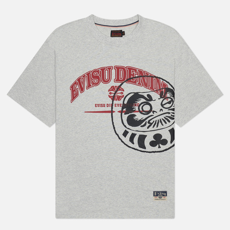 Мужская футболка Evisu Daruma Overlay Printed, цвет серый, размер XXL