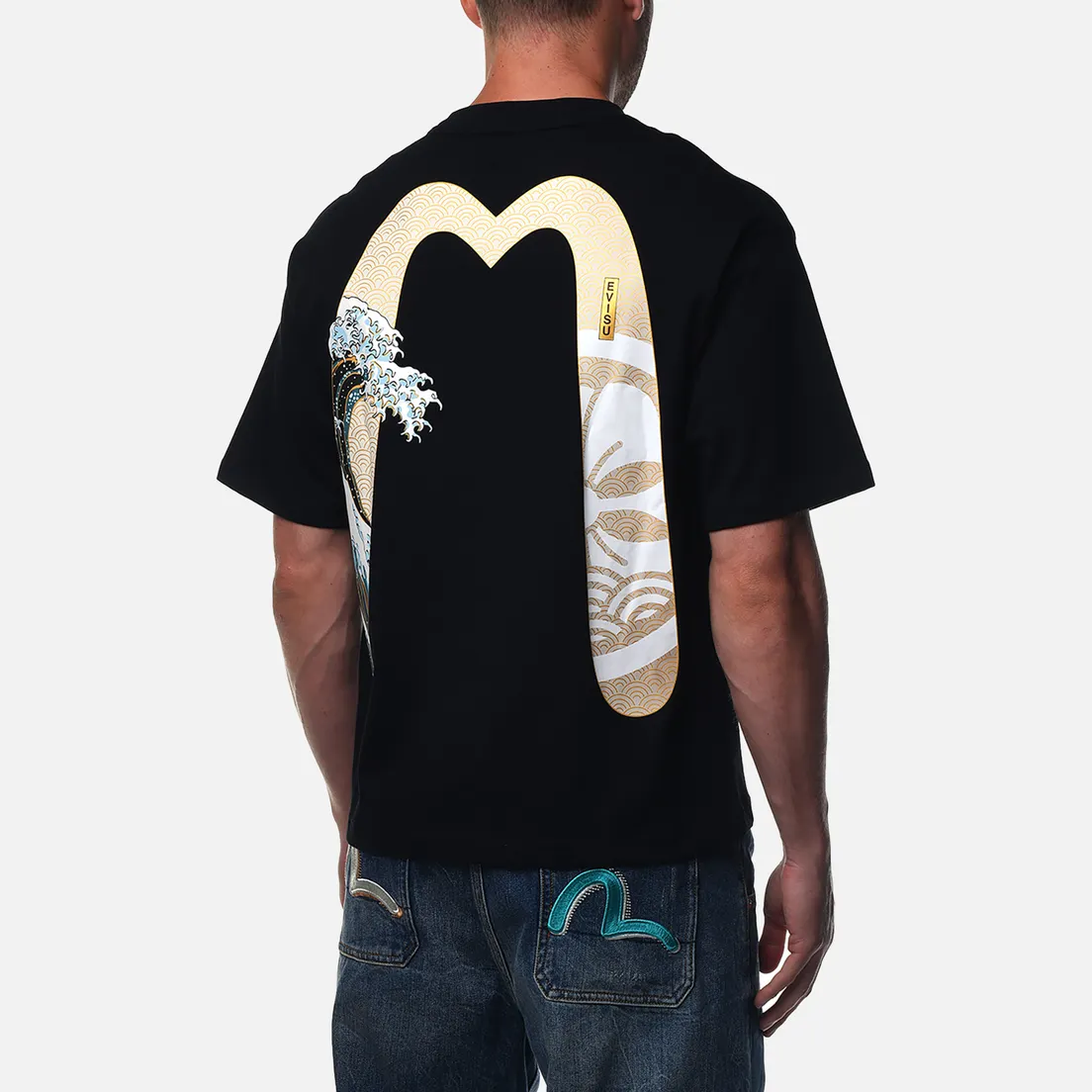 Evisu Мужская футболка Kamon Print & Wave Daicock Print