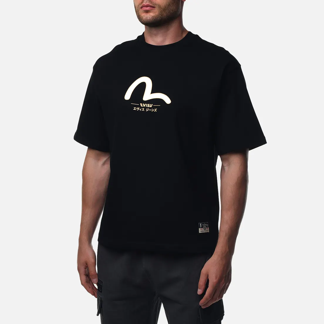 Evisu Мужская футболка Seagull & Daicock & Kamon Gold Print