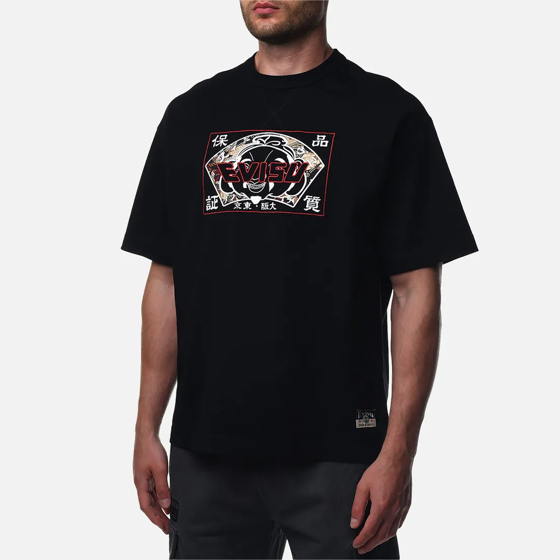 Evisu Мужская футболка Godhead Brocade Applique & Evisu Embroidery