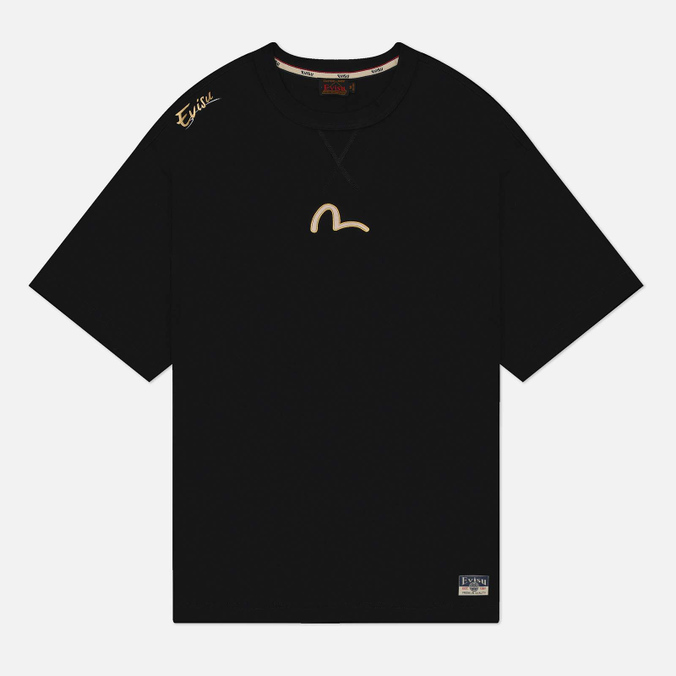 Мужская футболка Evisu Seagull Applique & Daicock & Carp Print, цвет чёрный
