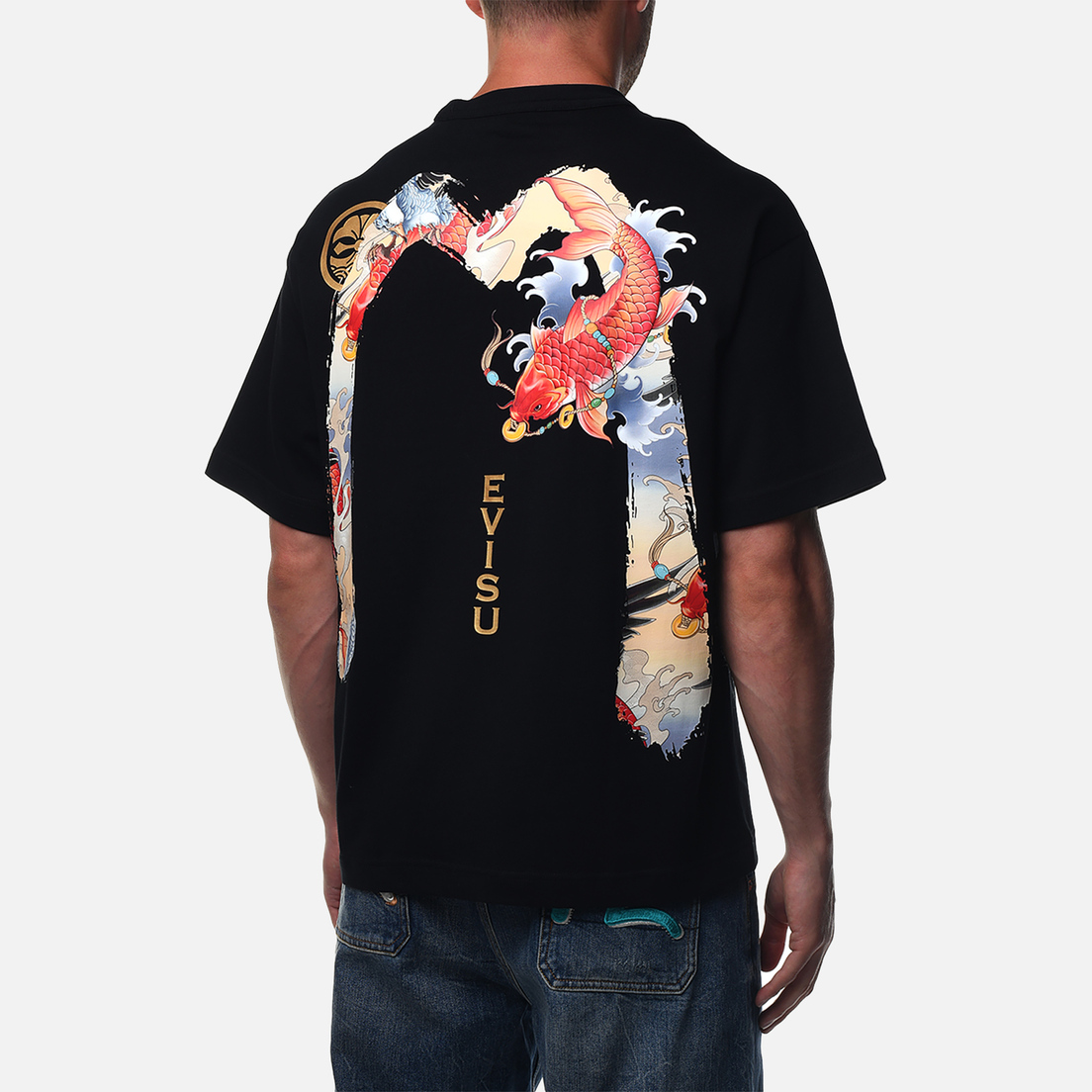 Evisu Мужская футболка Seagull Applique & Daicock & Carp Print