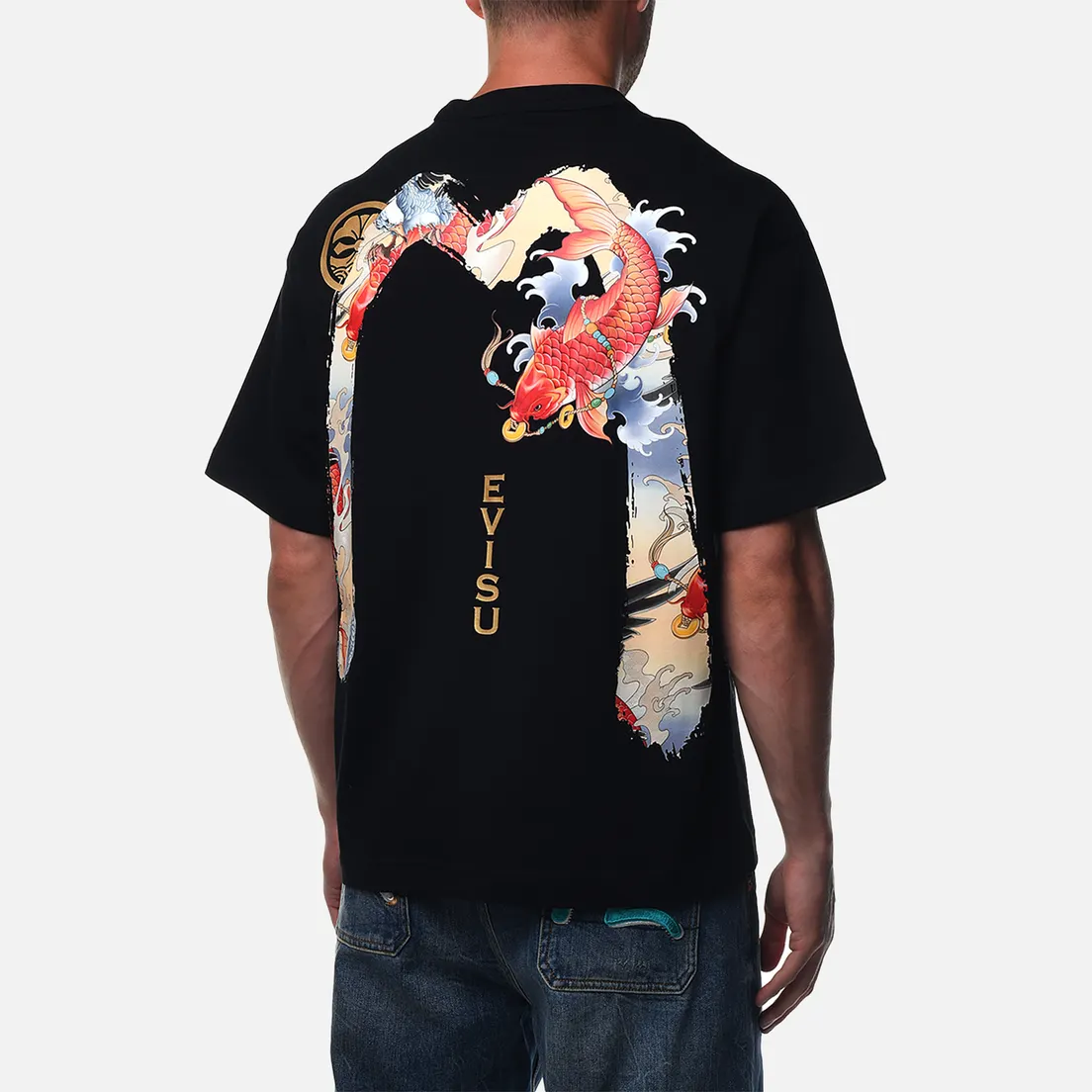 Evisu Мужская футболка Seagull Applique & Daicock & Carp Print