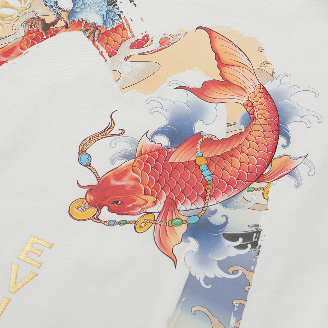 Evisu Мужская футболка Seagull Applique & Daicock & Carp Print