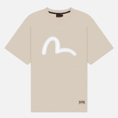 Мужская футболка Evisu Seagull Koinobori Reflective Print, цвет бежевый, размер XXL