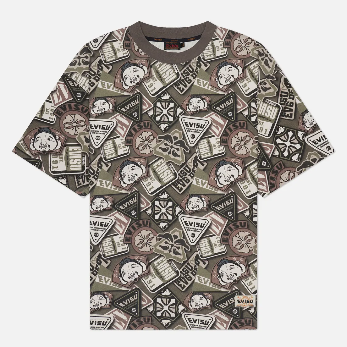 Evisu Мужская футболка Multi Badges All Over Print