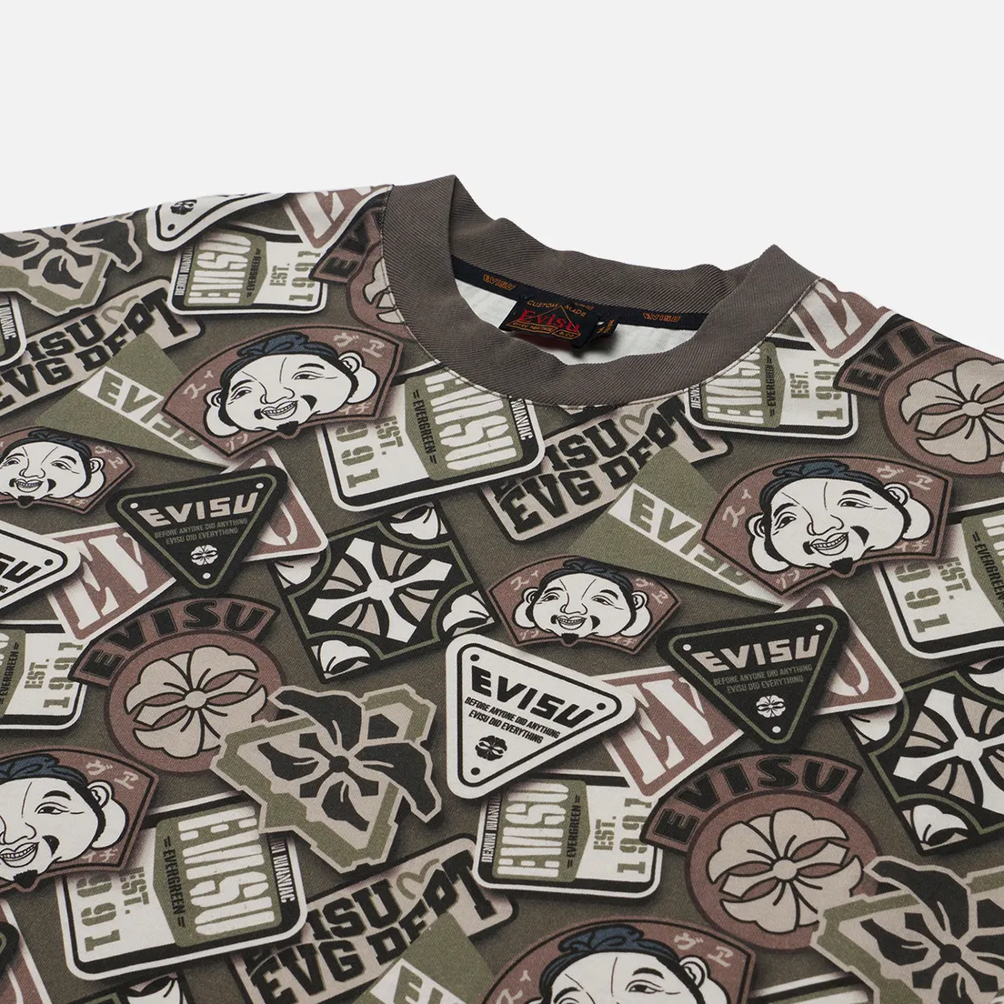 Evisu Мужская футболка Multi Badges All Over Print