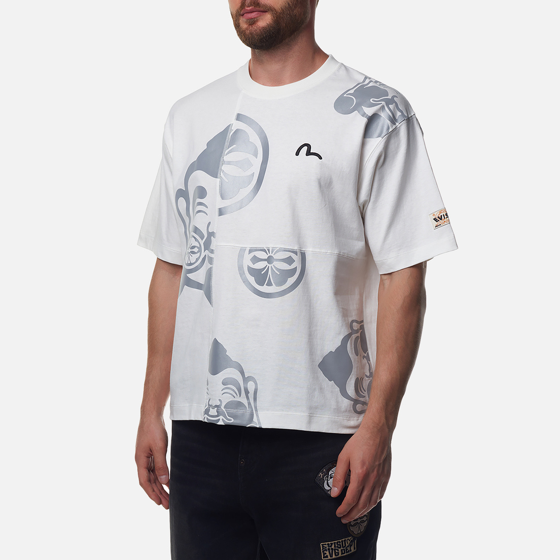 Evisu Мужская футболка Multi Baby GodHead Kamon Reflective Print