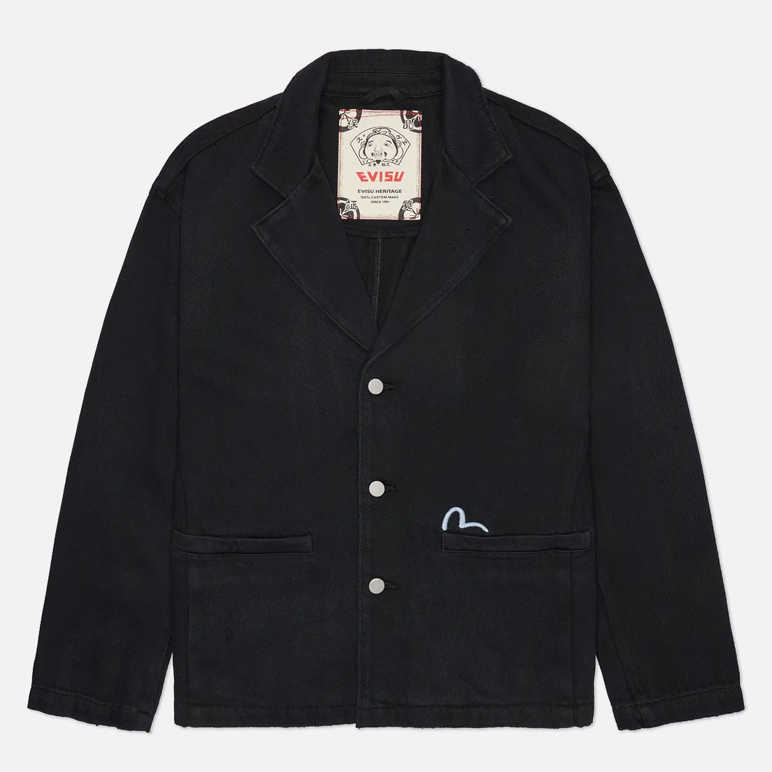 Evisu Мужской пиджак Heritage Seagull & Logo Embroidery Denim