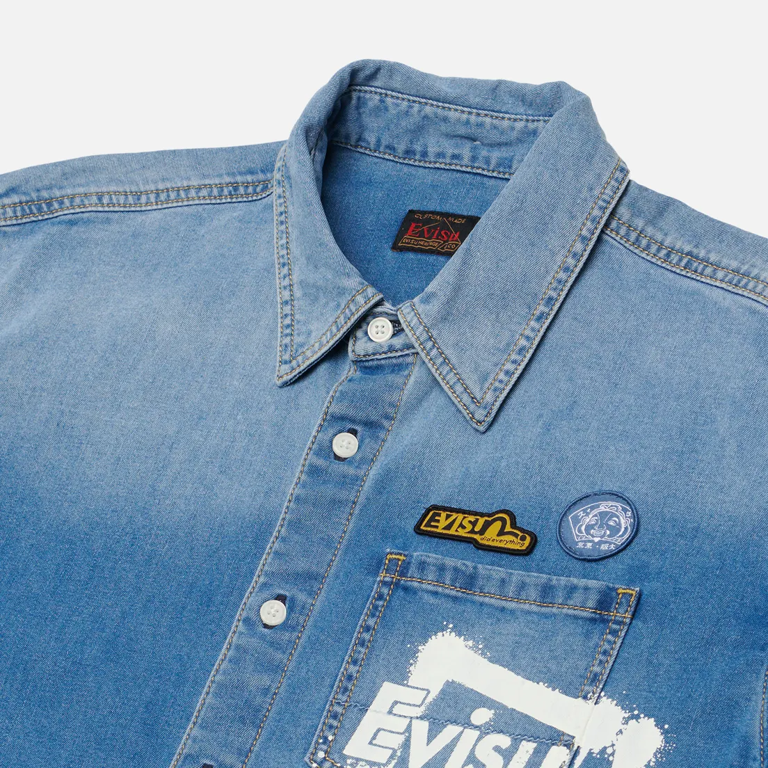 Evisu Мужская рубашка Heritage Graffiti Daicock Printed Denim