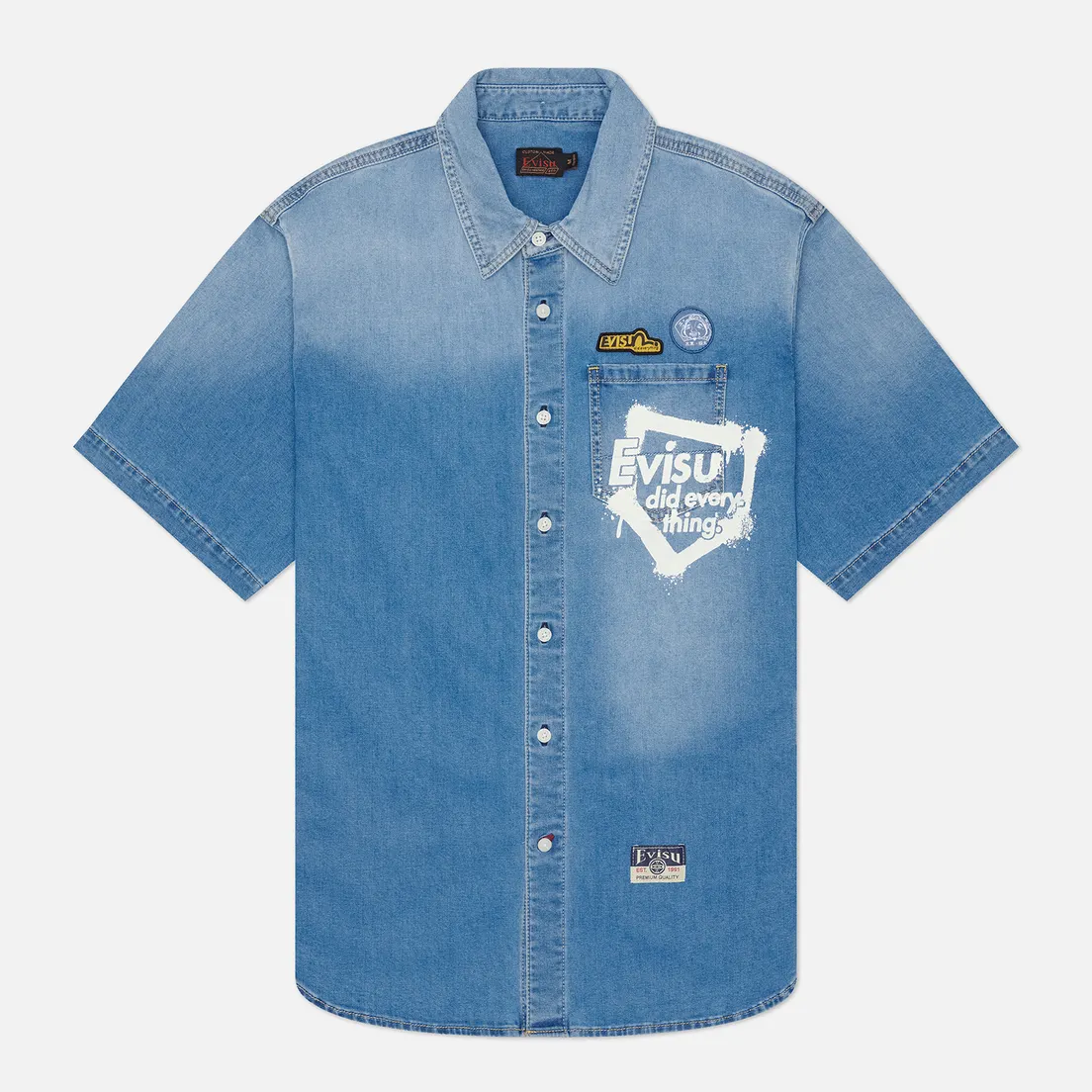 Evisu Мужская рубашка Heritage Graffiti Daicock Printed Denim