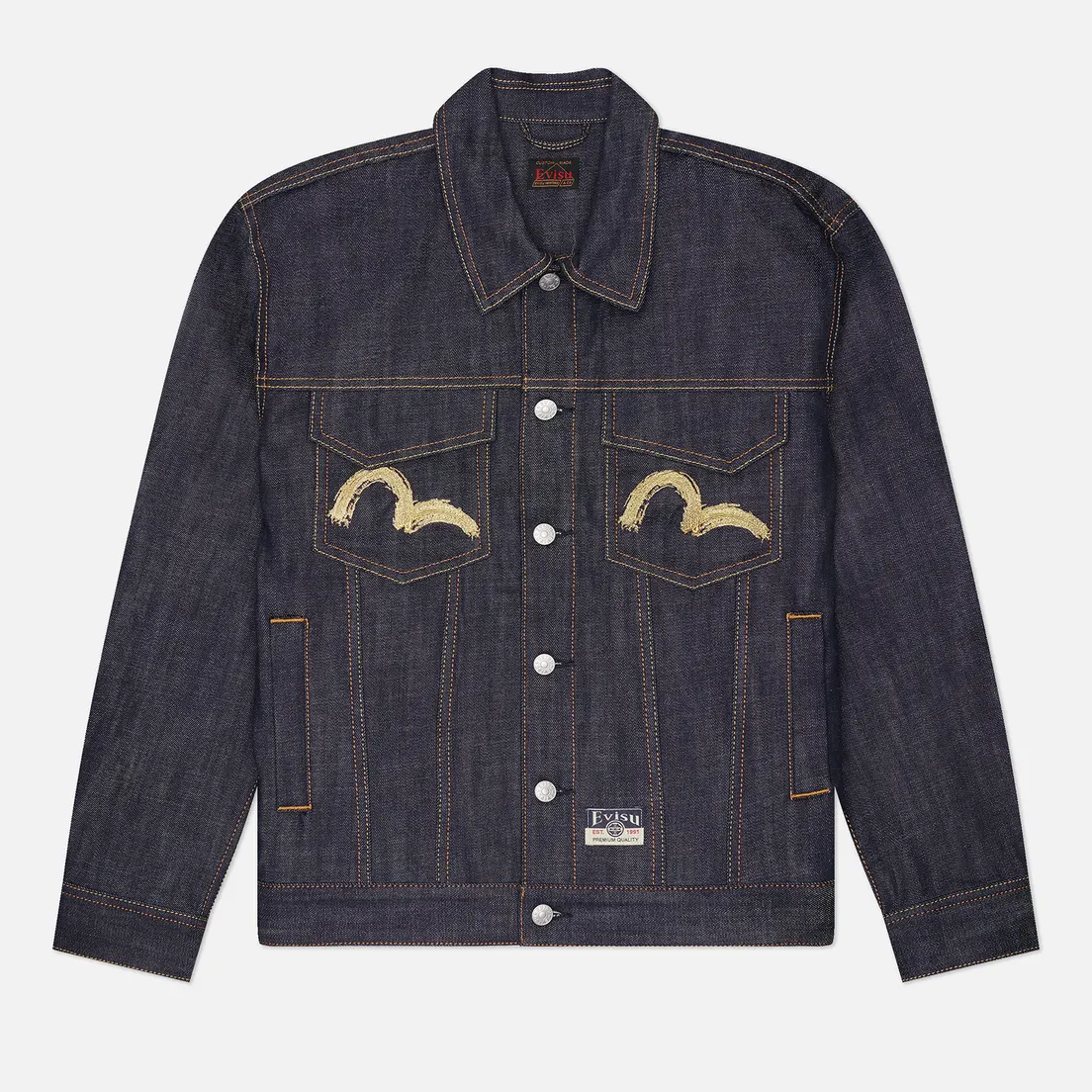 Evisu Мужская джинсовая куртка Heritage Hakutaku Embroidery Denim