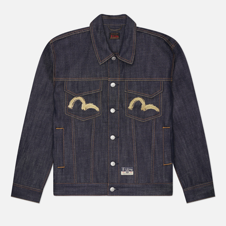 Мужская джинсовая куртка Evisu Heritage Hakutaku Embroidery Denim, цвет синий, размер M