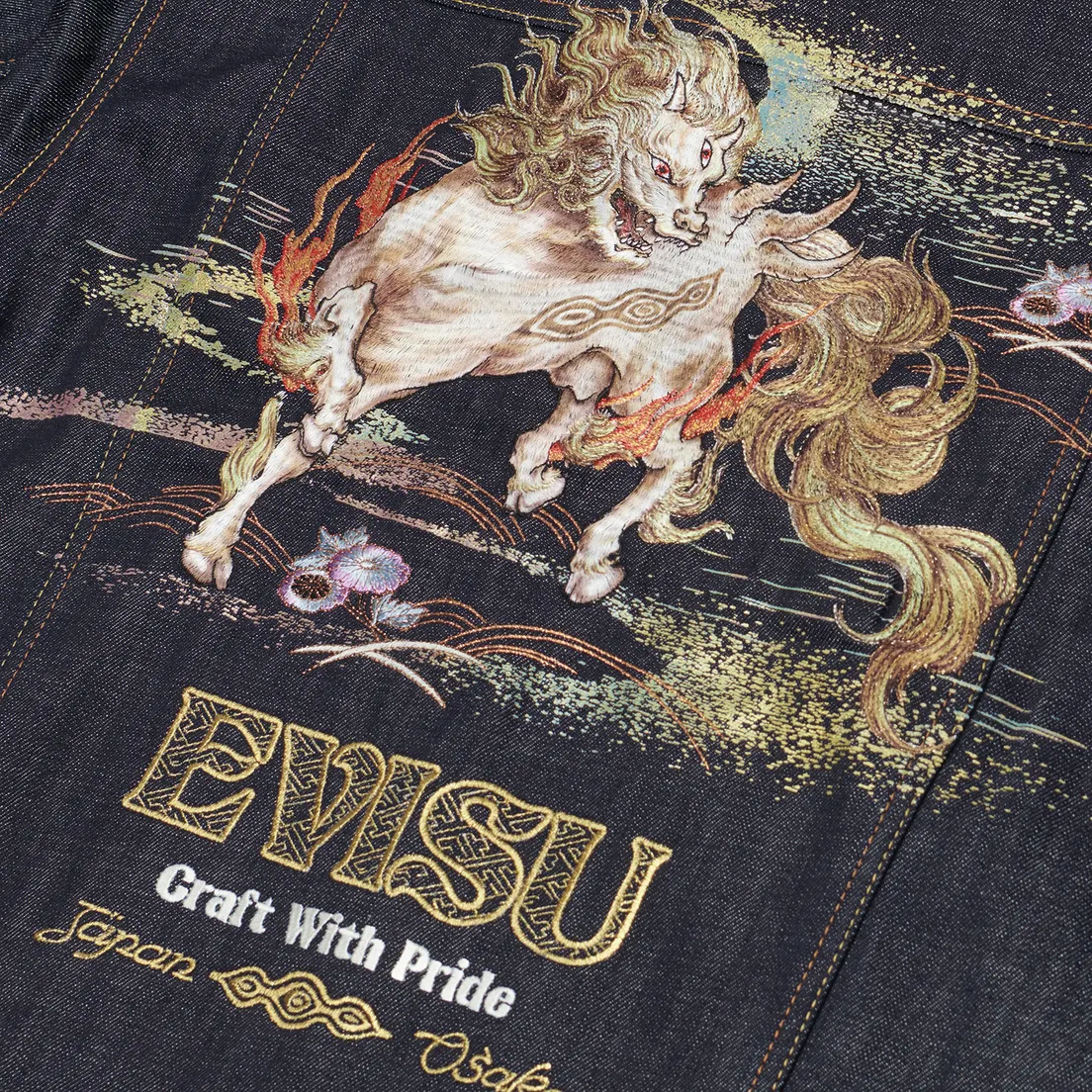 Evisu Мужская джинсовая куртка Heritage Hakutaku Embroidery Denim
