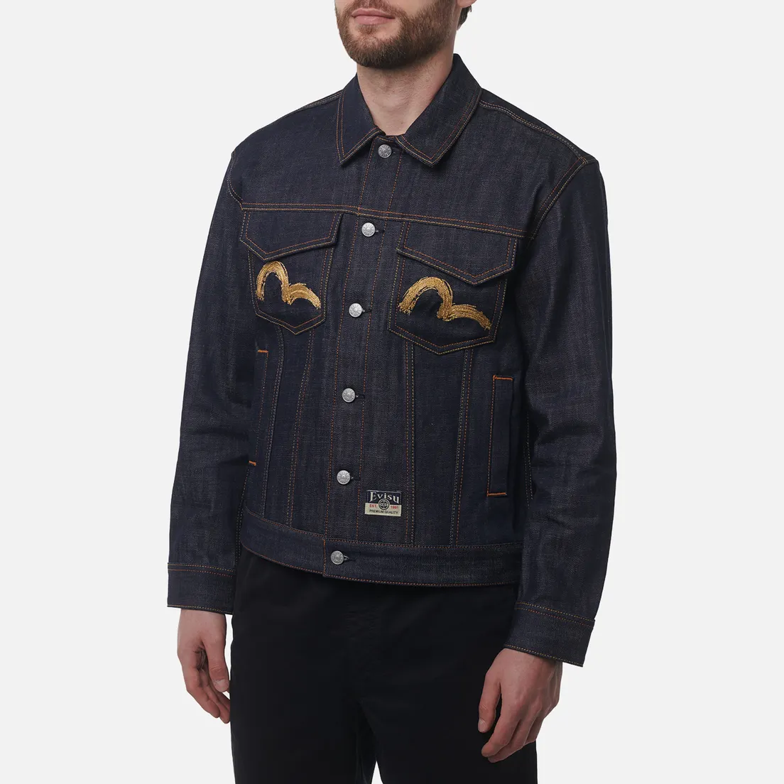 Evisu Мужская джинсовая куртка Heritage Hakutaku Embroidery Denim