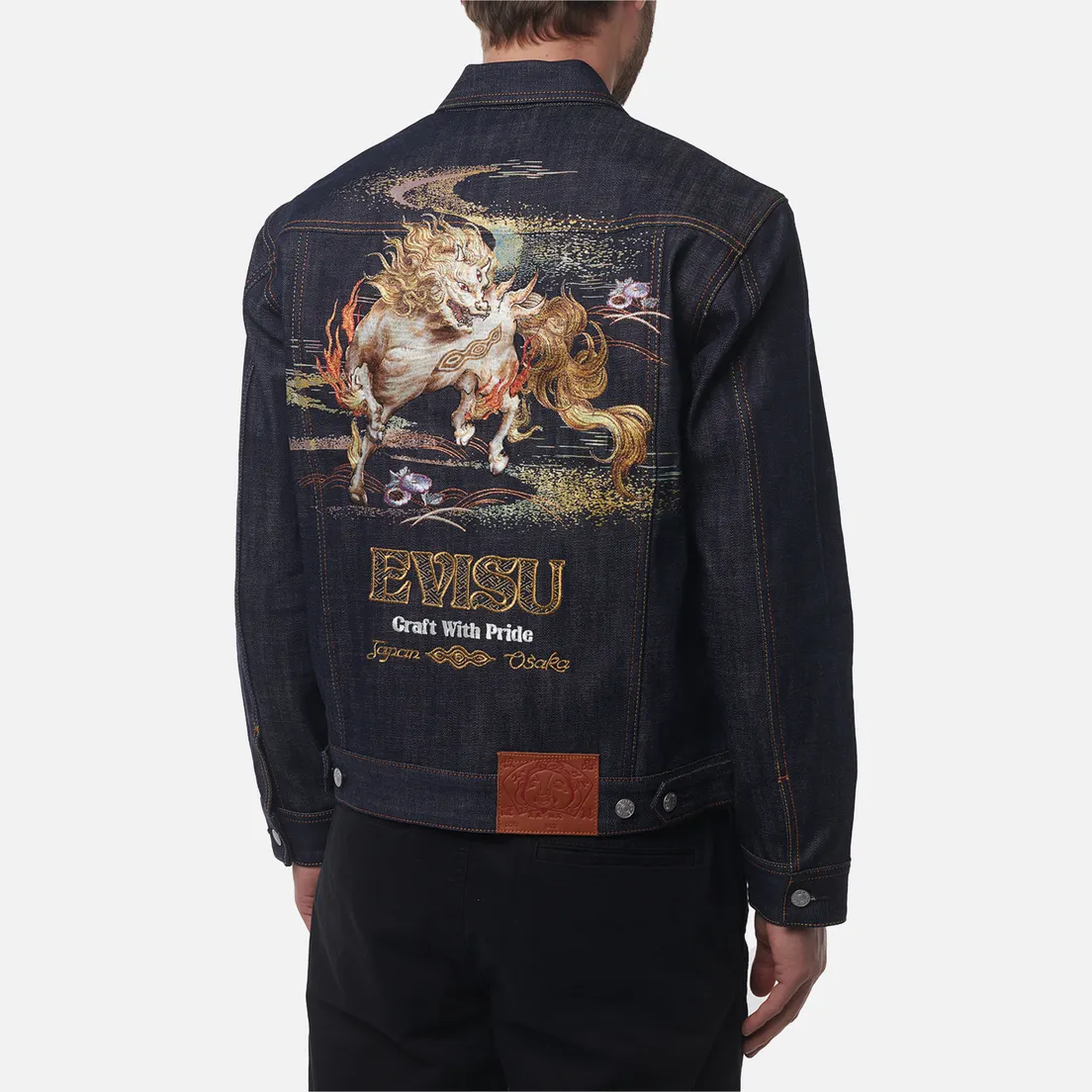 Evisu Мужская джинсовая куртка Heritage Hakutaku Embroidery Denim