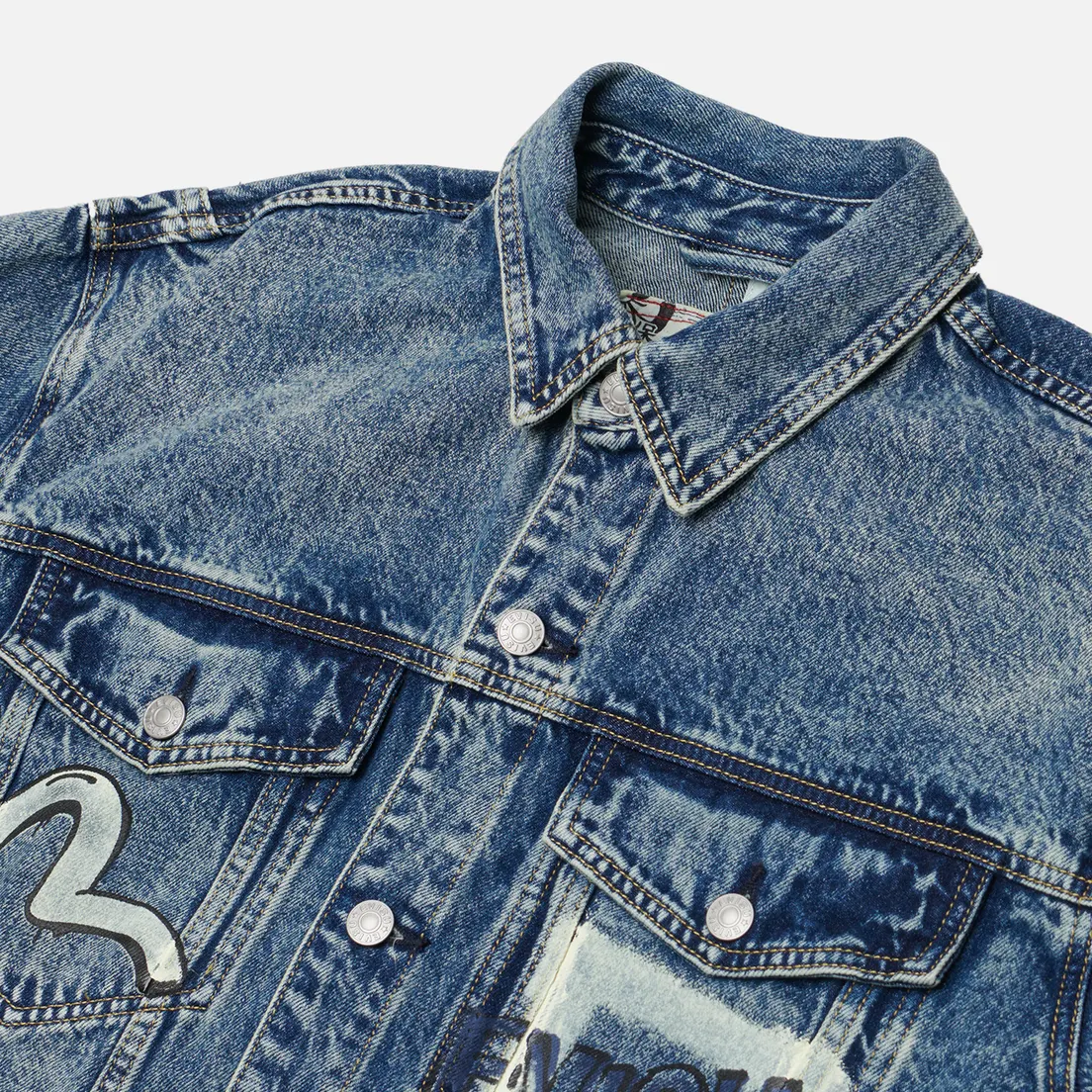 Evisu Мужская джинсовая куртка Heritage Graffiti Printed Denim